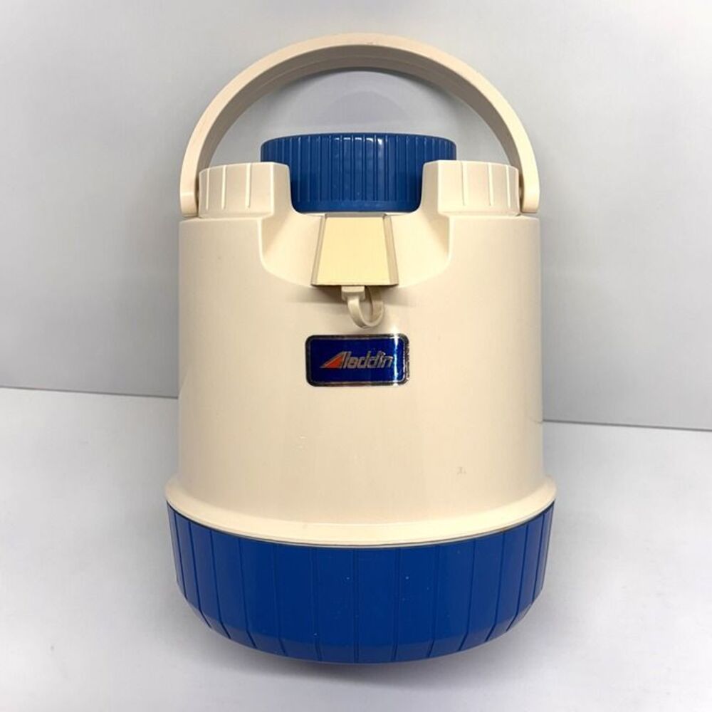 Vintage Aladdin Pump-A-Drink Insulated One Gallon Jug Model #585 Country Blue